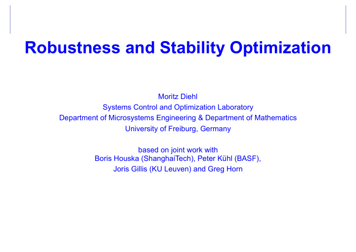 robustness and stability optimization