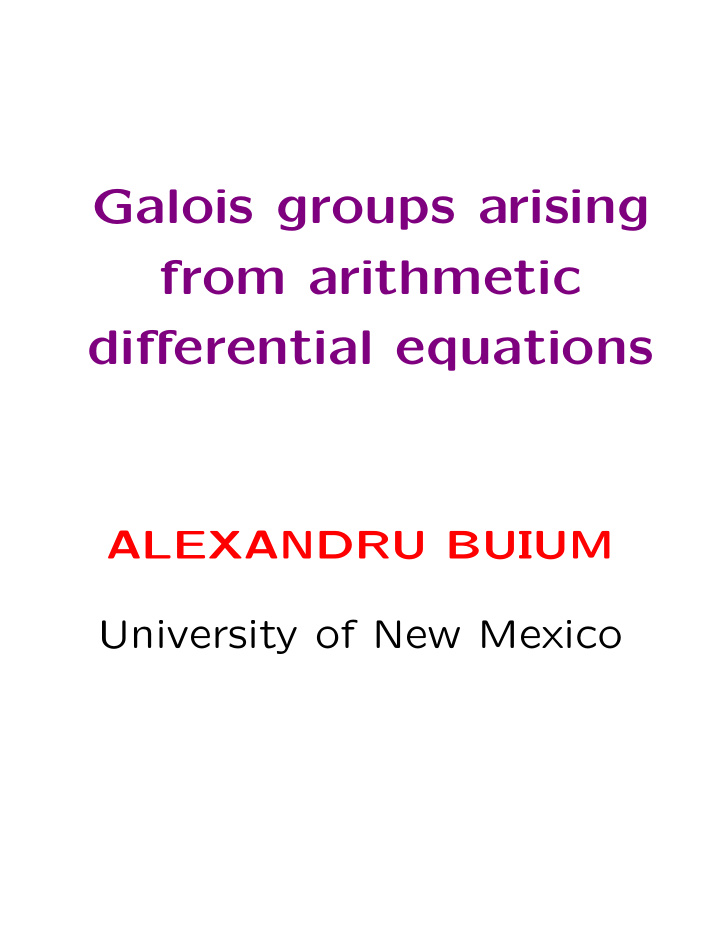 galois groups arising from arithmetic differential