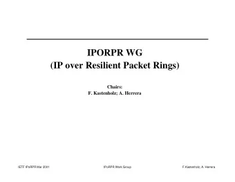IPORPR WG  (IP over Resilient Packet Rings)  Chairs:  F. Kastenholz; A. Herrera  IETF IPoRPR Mar