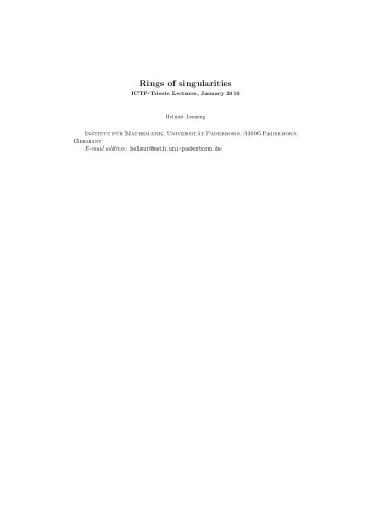 Rings of singularities  ICTP-Trieste Lectures, January 2010  Helmut Lenzing  Institut f  ur
