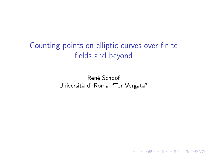 counting points on elliptic curves over finite fields and