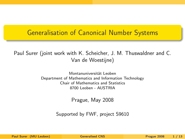 generalisation of canonical number systems