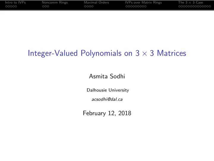 integer valued polynomials on 3 3 matrices