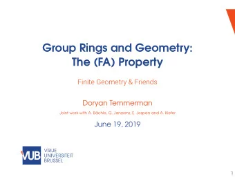 Group Rings and Geometry:  The (FA) Property  Finite Geometry &amp; Friends  Doryan Temmerman