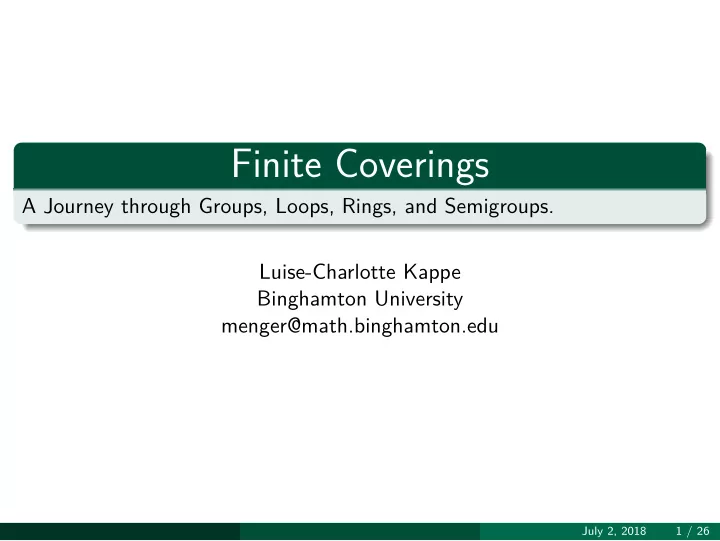finite coverings
