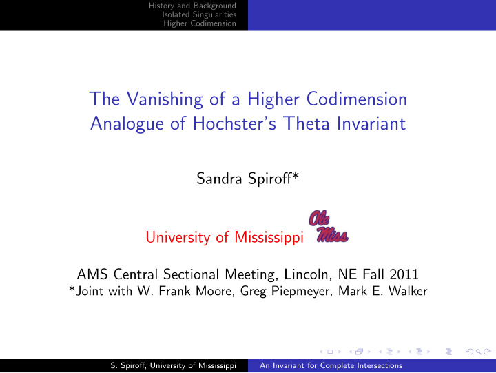 the vanishing of a higher codimension analogue of