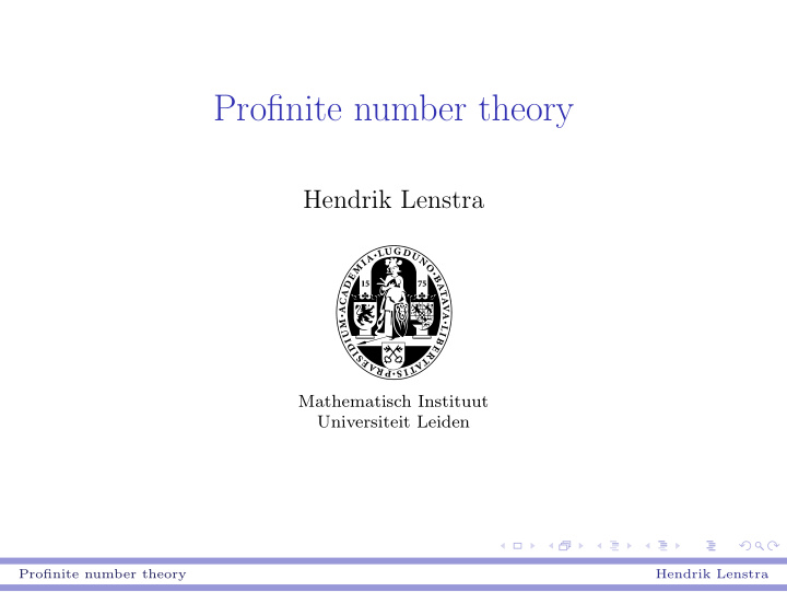 profinite number theory