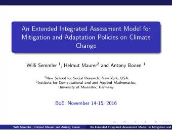 An Extended Integrated Assessment Model for  Mitigation and Adaptation Policies on Climate  Change
