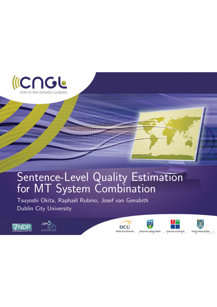 sentence level quality estimation for mt system