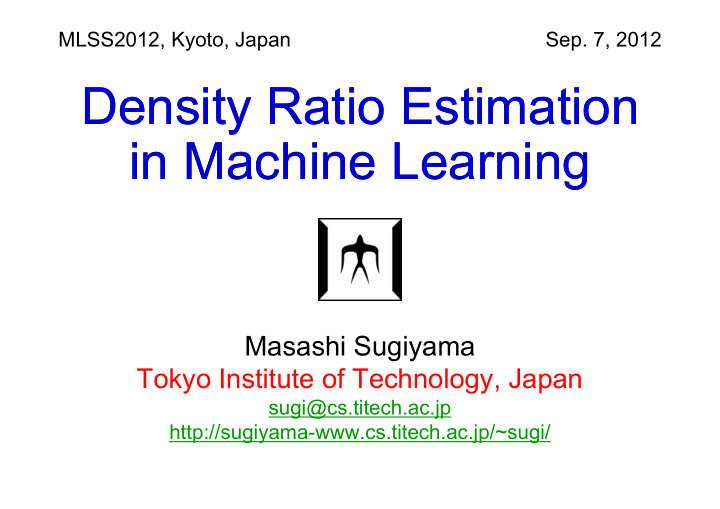 density ratio estimation density ratio estimation in