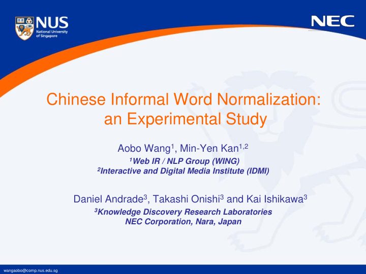 chinese informal word normalization an experimental study