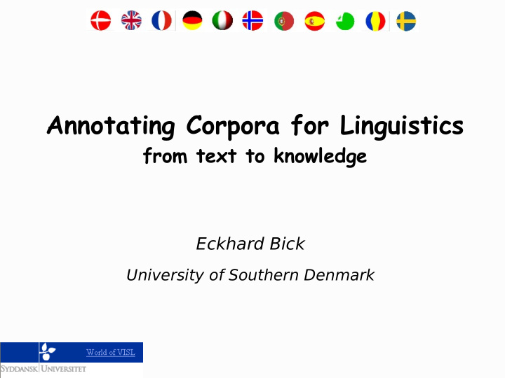 annotating corpora for linguistics