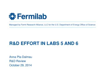 R&amp;D EFFORT IN LABS 5 AND 6  Anna Pla-Dalmau  R&amp;D Review  October 29, 2014  SCINTILLATION