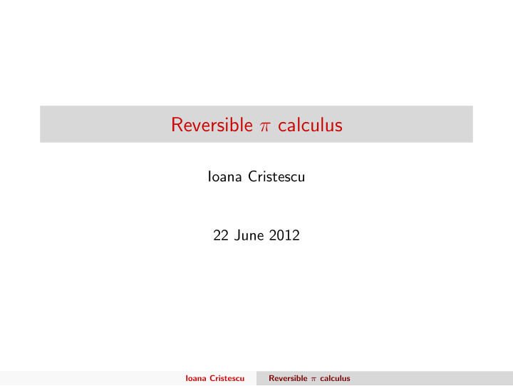 reversible calculus