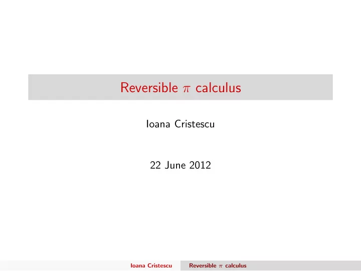 reversible calculus