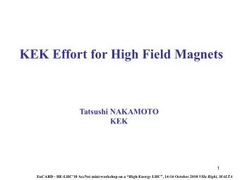 KEK Effort for High Field Magnets  Tatsushi NAKAMOTO  KEK  1 EuCARD - HE-LHC'10 AccNet mini-