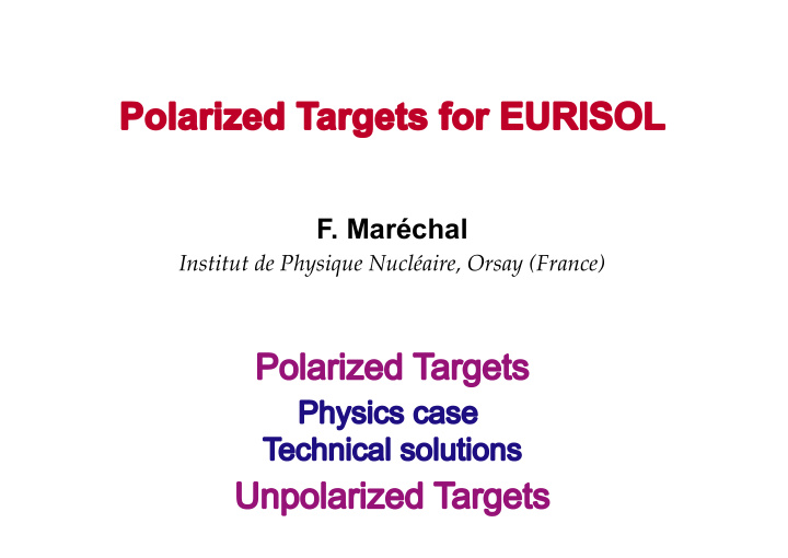 polarized targets for eurisol