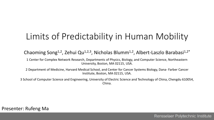 limits of predictability in human mobility