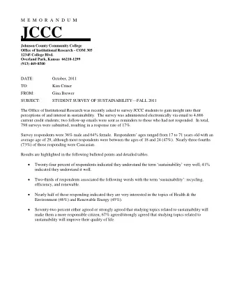 JCCC  Johnson County Community College  Office of Institutional Research - COM 305  12345 College