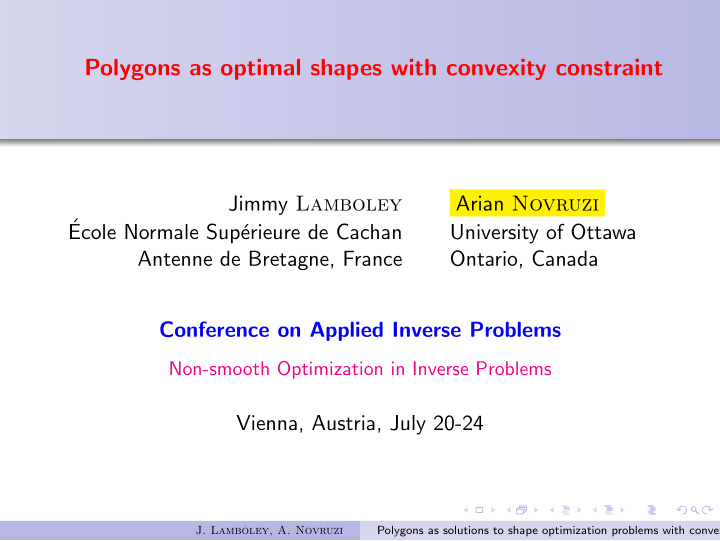 polygons as optimal shapes with convexity constraint