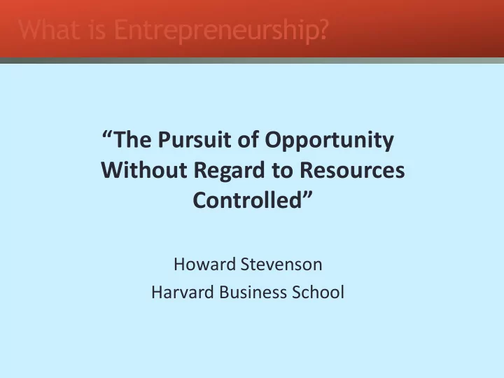 what is entrepreneurship