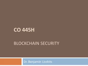 CO 445H  BLOCKCHAIN SECURITY  Dr. Benjamin Livshits  Apps Stealing Your Data  2  What are they