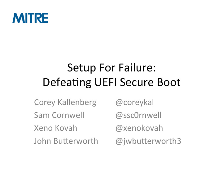setup for failure defea0ng uefi secure boot