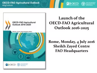 Launch of the  OECD-FAO Agricultural  Outlook 2016-2025  Rome, Monday, 4 July 2016  Sheikh Zayed