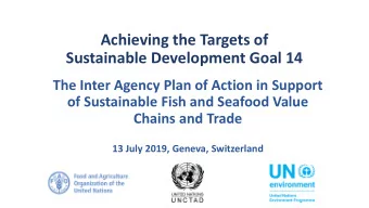 Achieving the Targets of  Sustainable Development Goal 14  The Inter Agency Plan of Action in