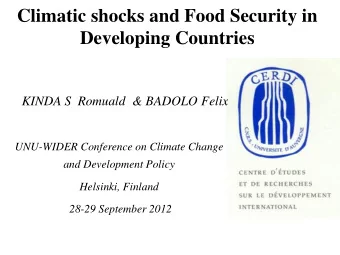 KINDA S  Romuald  &amp; BADOLO Felix  UNU-WIDER Conference on Climate Change  and Development