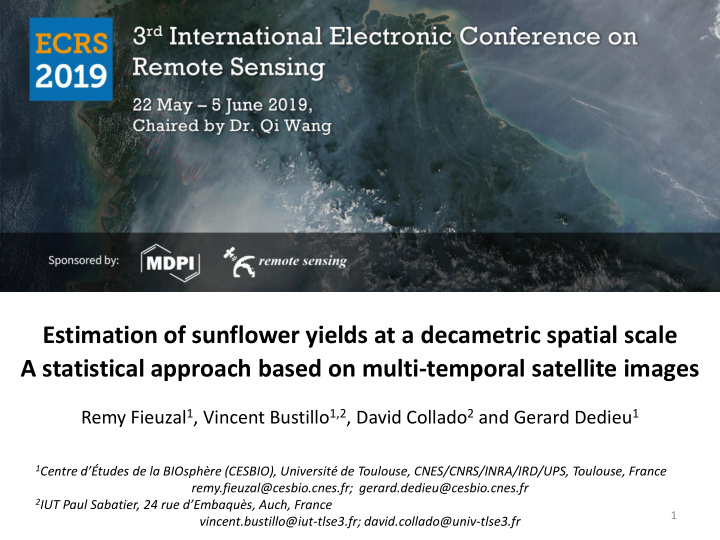 estimation of sunflower yields at a decametric spatial