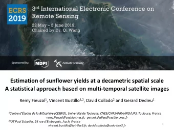 Estimation of sunflower yields at a decametric spatial scale  A statistical approach based on