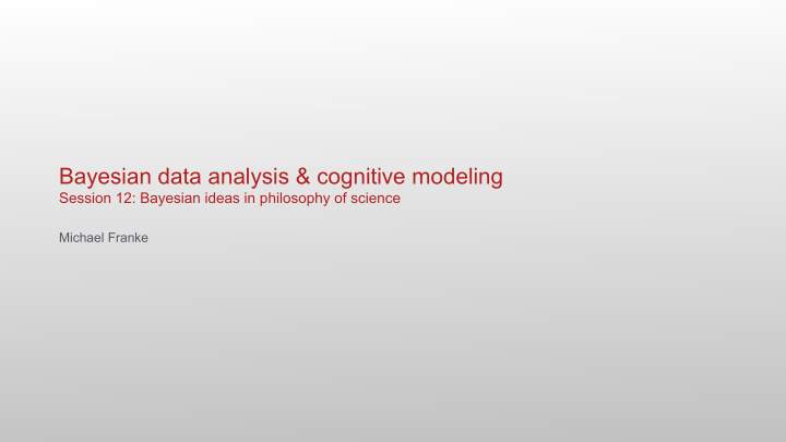 bayesian data analysis cognitive modeling