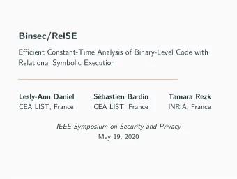 Binsec/RelSE  Efficient Constant-Time Analysis of Binary-Level Code with  Relational Symbolic