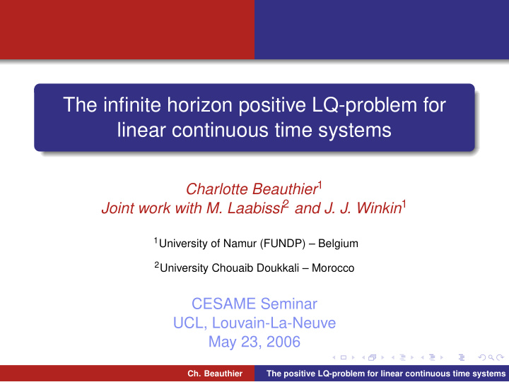 the infinite horizon positive lq problem for linear
