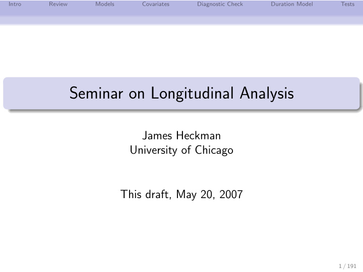 seminar on longitudinal analysis