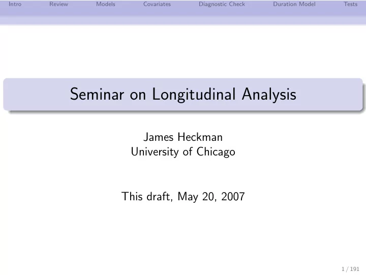 seminar on longitudinal analysis