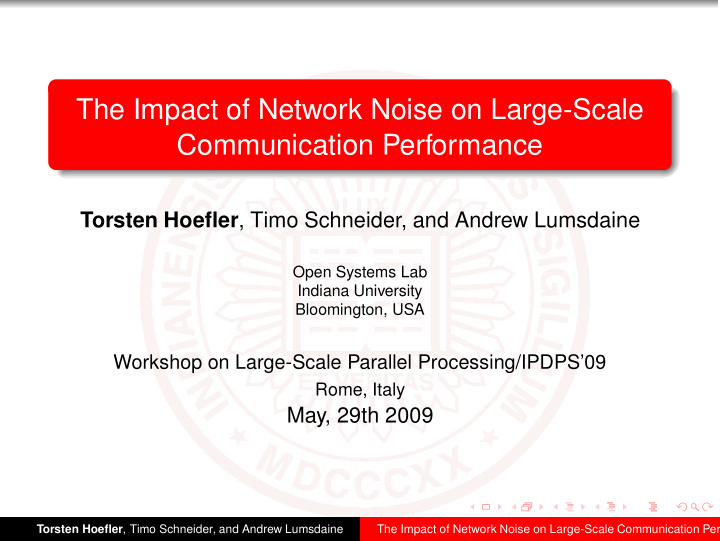 the impact of network noise on large scale communication