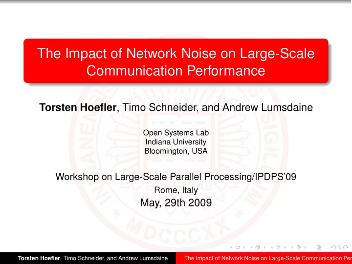 the impact of network noise on large scale communication