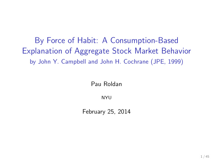 by force of habit a consumption based explanation of