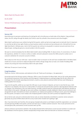 Presentation  Vernon Hill  Good afternoon to everyone and thank you for joining the call in the