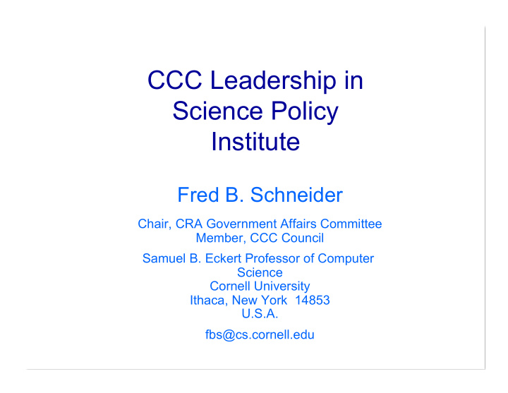 ccc leadership in science policy institute