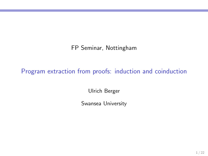 program extraction from proofs induction and coinduction