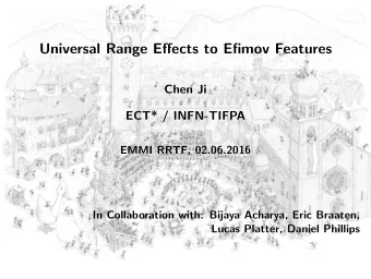 Universal Range Effects to Efimov Features  Chen Ji  ECT* / INFN-TIFPA  EMMI RRTF, 02.06.2016  In