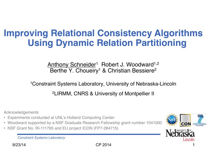 improving relational consistency algorithms using dynamic