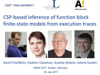 CSP-based inference of function block  finite-state models from execution traces  Daniil