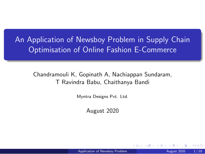 an application of newsboy problem in supply chain