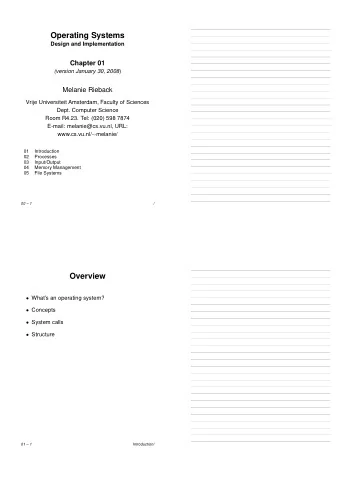 Operating Systems  Design and Implementation  Chapter 01 (version January 30, 2008 )  Melanie