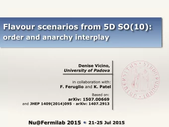 Flavour scenarios from 5D SO(10):  order and anarchy interplay  Denise Vicino,  University of
