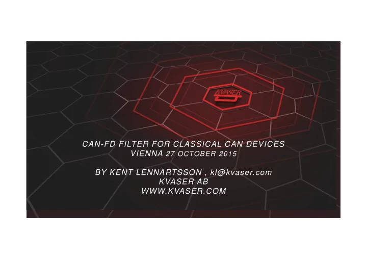 can fd filter for classical can devices